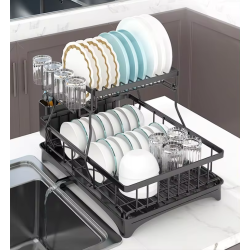 Escurridor de Platos de 2 Niveles con Drenaje: Eficiencia y Estilo en tu Cocina