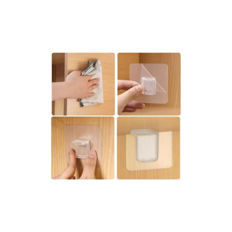 Soporte Adhesivo para Estantes: Pack de 12 Piezas, Sin Perforaciones