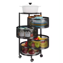 Carro Organizador 4 Estantes con Ruedas y Canastos | Versatilidad para Cocina y Baño