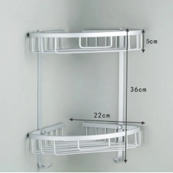 Organizador de baño esquinero de aluminio: ¡2 niveles de organización!