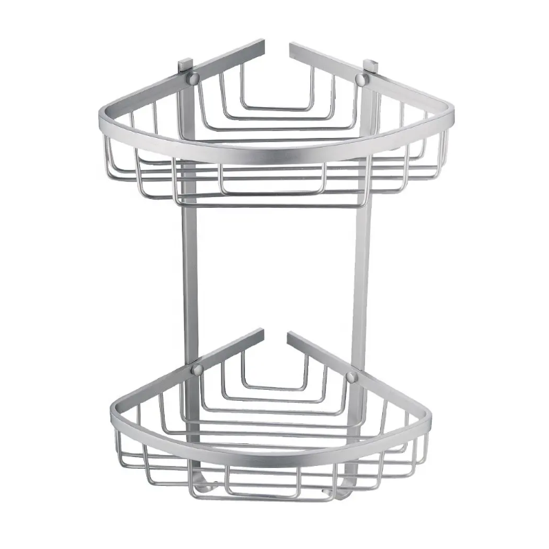 Organizador de baño esquinero de aluminio: ¡2 niveles de organización!