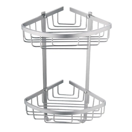Organizador de baño esquinero de aluminio: ¡2 niveles de organización!
