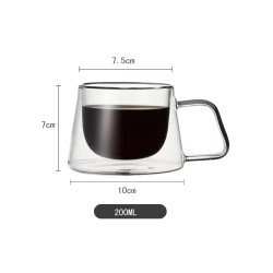 Taza de Vidrio Doble Pared con Asa | Resistente al Calor – Ideal para Café y Té