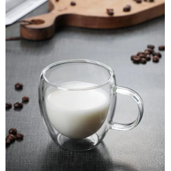 Taza de Vidrio Doble Pared con Asa | Resistente al Calor – Ideal para Café y Té