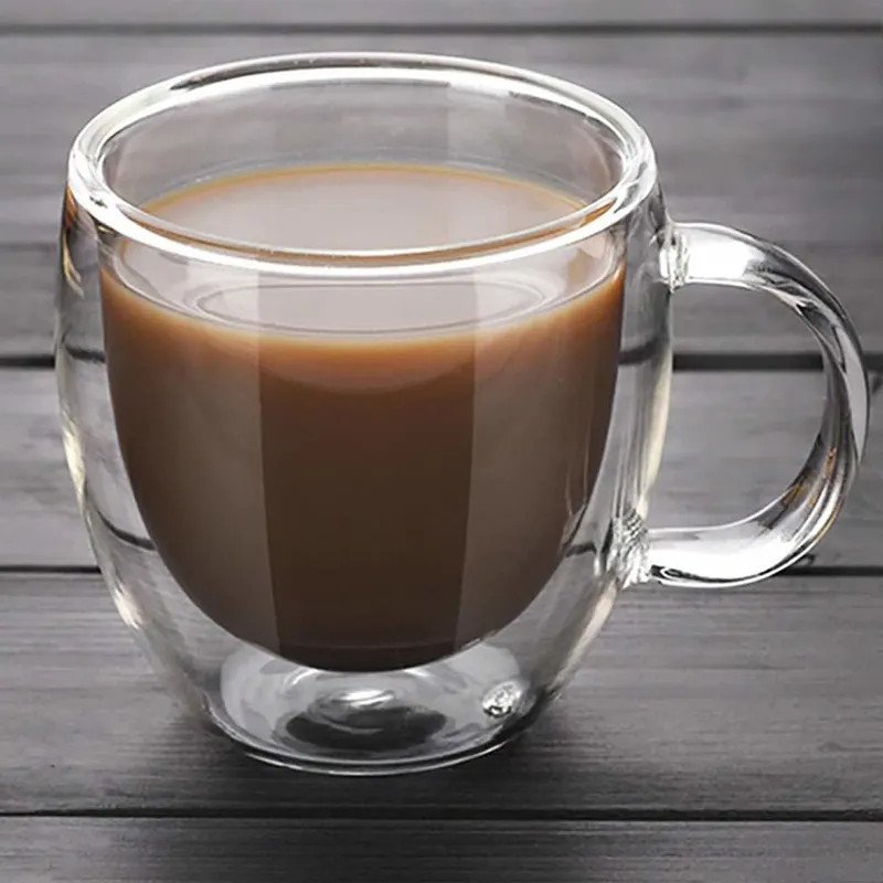 Taza de Vidrio Doble Pared con Asa | Resistente al Calor – Ideal para Café y Té
