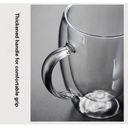 Taza de Vidrio Doble Pared con Asa | Resistente al Calor – Ideal para Café y Té