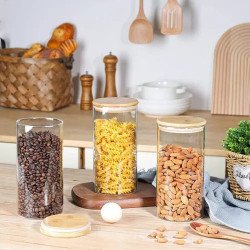 Frasco de Vidrio 950ml con Tapa de Bambú | Almacenamiento Hermético
