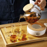 Tetera de Vidrio con Tapa de Bambú