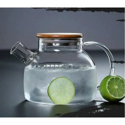 Tetera de Vidrio con Tapa de Bambú
