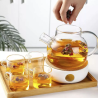 Tetera de Vidrio con Tapa de Bambú