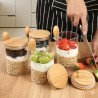 Frasco de Vidrio 500 ml con Cuchara y Tapa de Bambú | BPA Free y Apto Freezer